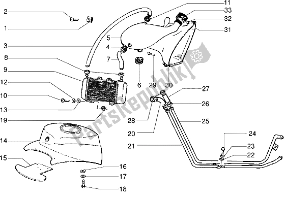 All parts for the Installation De Refroidissement of the Piaggio NTT 50 1995