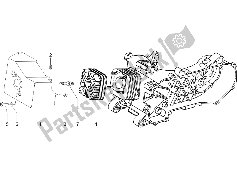 All parts for the Cylinder Head Cover of the Piaggio Liberty 50 2T Sport UK 2006