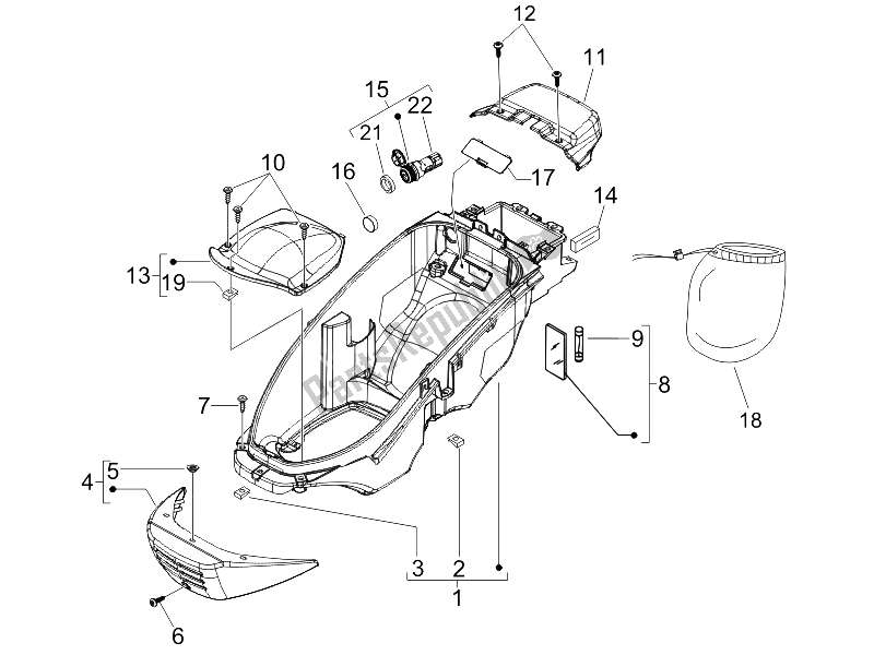 Tutte le parti per il Alloggiamento Casco - Sotto La Sella del Piaggio Beverly 250 IE E3 2006