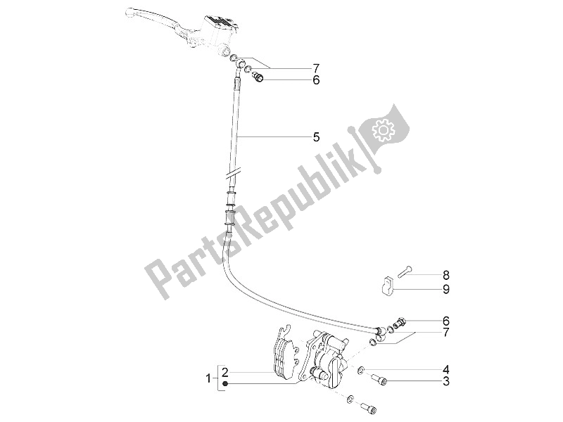 Todas las partes para Tubos De Frenos - Pinzas de Piaggio Typhoon 125 4T 2V E3 USA 2011