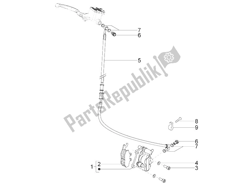 Toutes les pièces pour le Tuyaux De Freins - étriers du Piaggio Typhoon 125 4T 2V E3 USA 2011