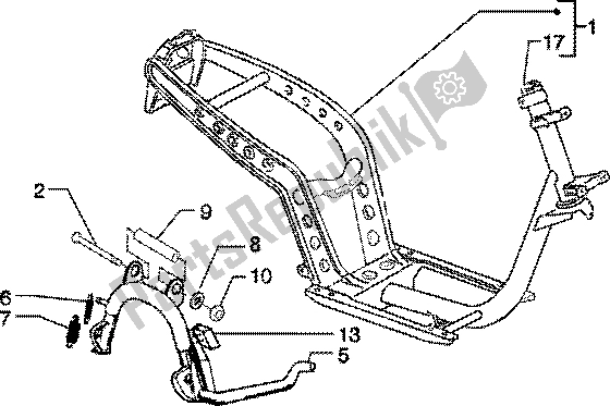 Alle onderdelen voor de Chasis-centrale Stand van de Piaggio ZIP 125 4T 2000