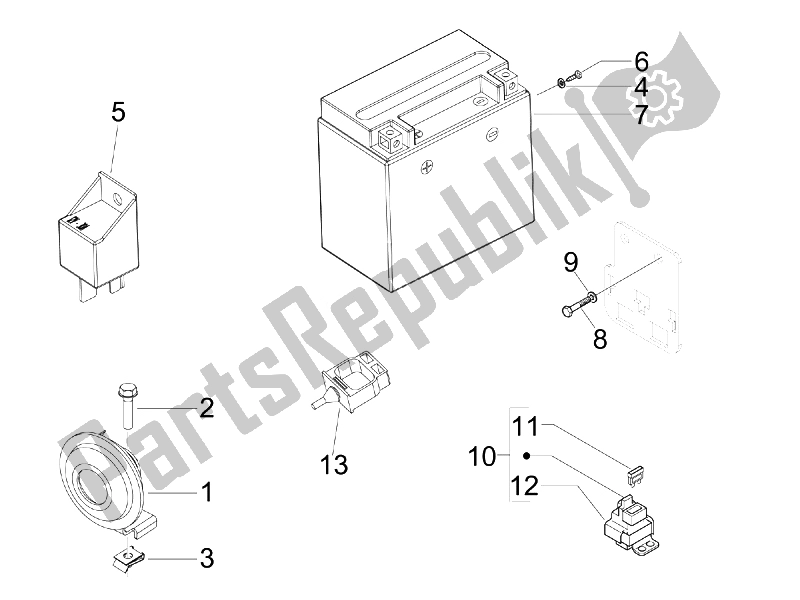 Tutte le parti per il Interruttori Del Telecomando - Batteria - Avvisatore Acustico del Piaggio MP3 400 IE 2007