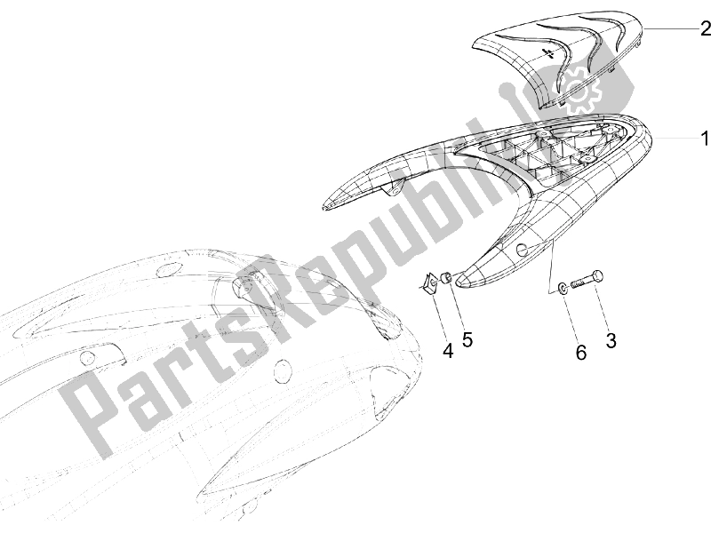All parts for the Rear Luggage Rack of the Piaggio Liberty 50 2T Sport UK 2006