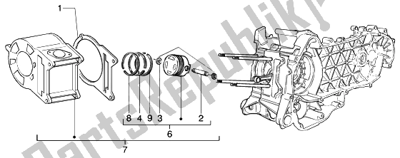 Tutte le parti per il Perno Cilindro-pistone-polso, Completo del Piaggio Beverly 200 2002