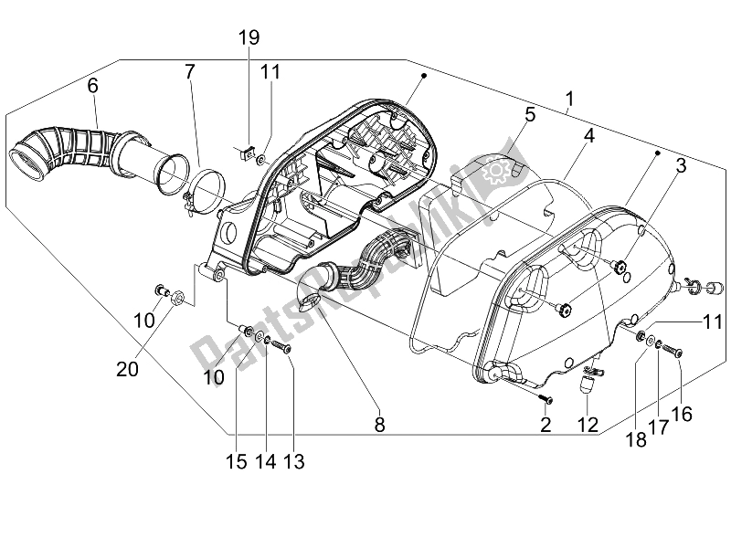 Toutes les pièces pour le Filtre à Air du Piaggio X EVO 250 Euro 3 2007