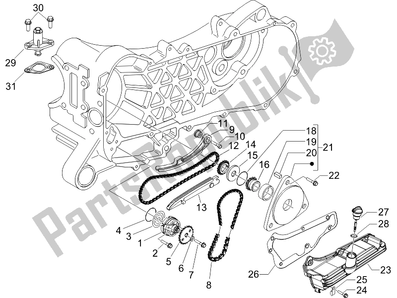All parts for the Oil Pump of the Piaggio Liberty 50 4T PTT D 2007