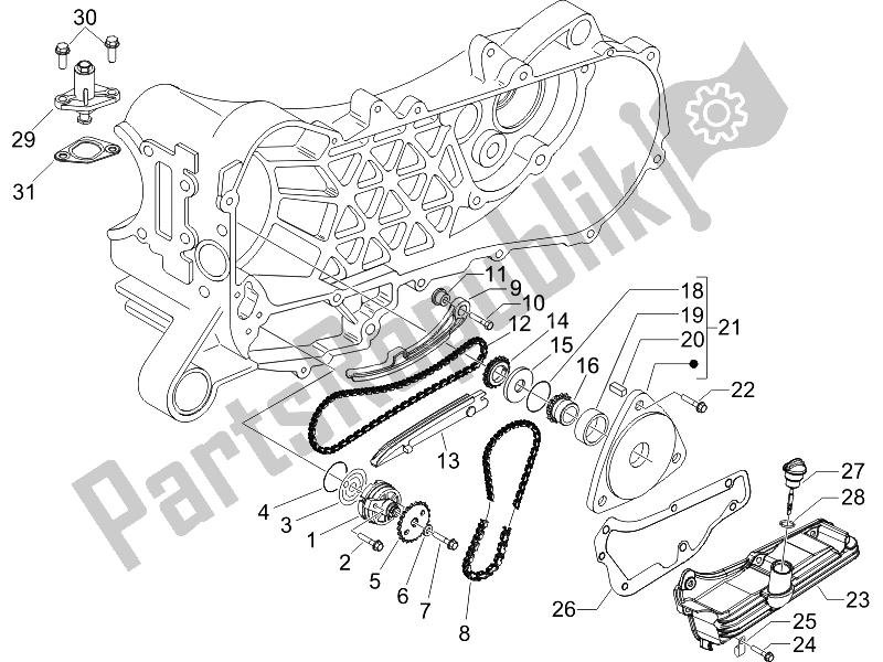 Toutes les pièces pour le La Pompe à Huile du Piaggio Liberty 50 4T PTT D 2007