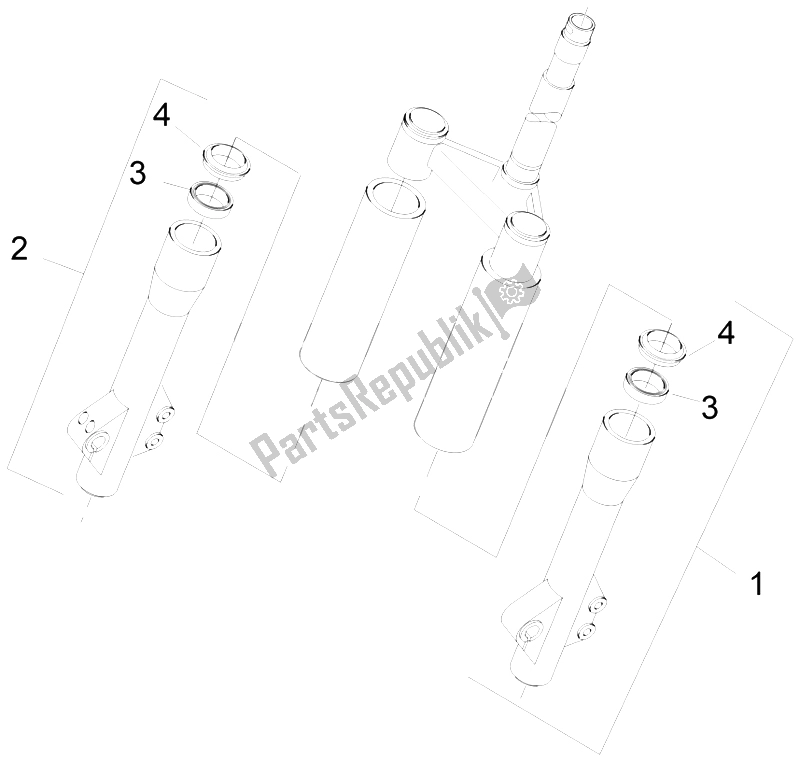 Toutes les pièces pour le Composants De La Fourche (escortes) du Piaggio Liberty 125 4T 2V E3 2009