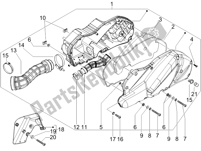 Toutes les pièces pour le Filtre à Air du Piaggio Beverly 125 Sport E3 2007