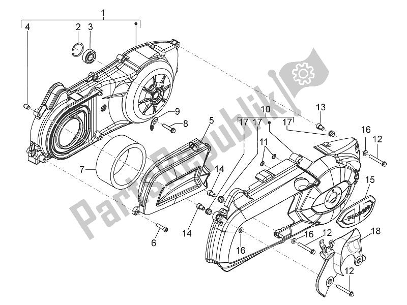 Toutes les pièces pour le Couvercle De Carter - Refroidissement Du Carter du Piaggio MP3 300 Yourban LT ERL 2011