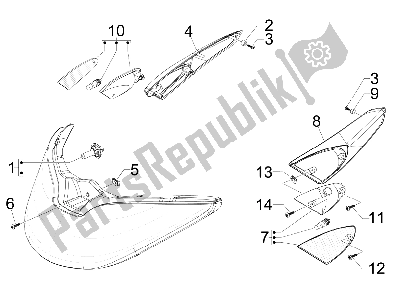 Wszystkie części do Reflektory Przednie - Kierunkowskazy Piaggio X EVO 250 Euro 3 UK 2007