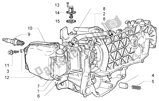 All parts for the By-pass Valve-chain Tightener-oil Drain of the Piaggio X9 200 Evolution 2004