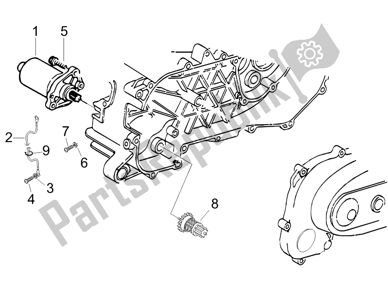 All parts for the Stater - Electric Starter of the Piaggio NRG Power Pure JET 50 2007