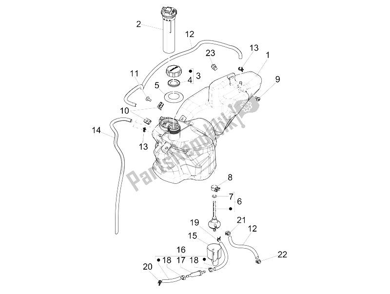 Toutes les pièces pour le Réservoir D'essence du Piaggio Liberty 150 4T E3 MOC 2009