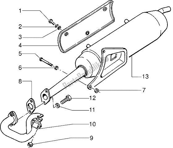 All parts for the Silencer of the Piaggio NTT 50 1995