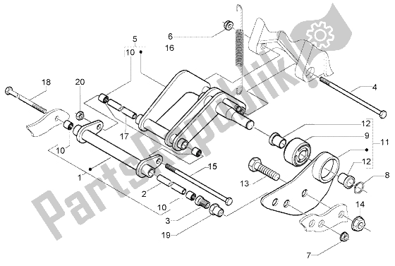 Todas las partes para Brazo Oscilante de Piaggio X8 125 2004