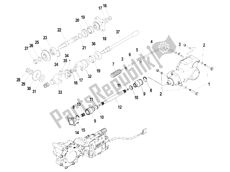 All parts for the Transmission Assembly of the Piaggio Trackmaster 400 Passo Lungo 2006