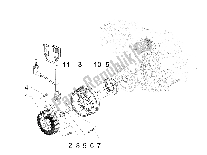 All parts for the Flywheel Magneto of the Piaggio MP3 400 IE MIC 2008