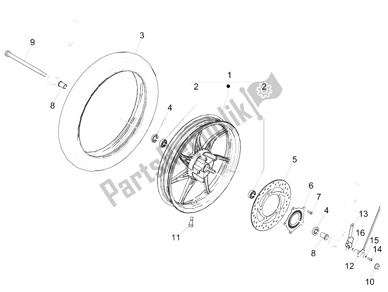 All parts for the Front Wheel of the Piaggio Liberty 150 Iget 4T 3V IE ABS 2015