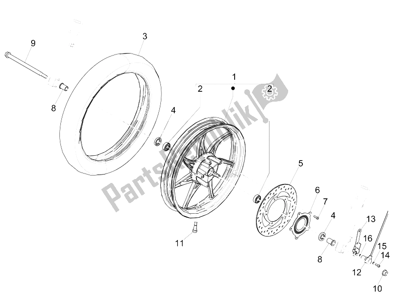 Alle onderdelen voor de Voorwiel van de Piaggio Liberty 150 Iget 4T 3V IE ABS 2015