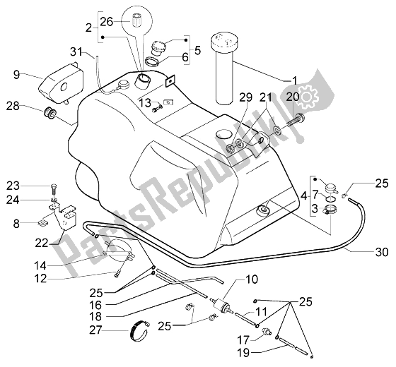 All parts for the Fuel Tank of the Piaggio X9 125 Evolution 2006