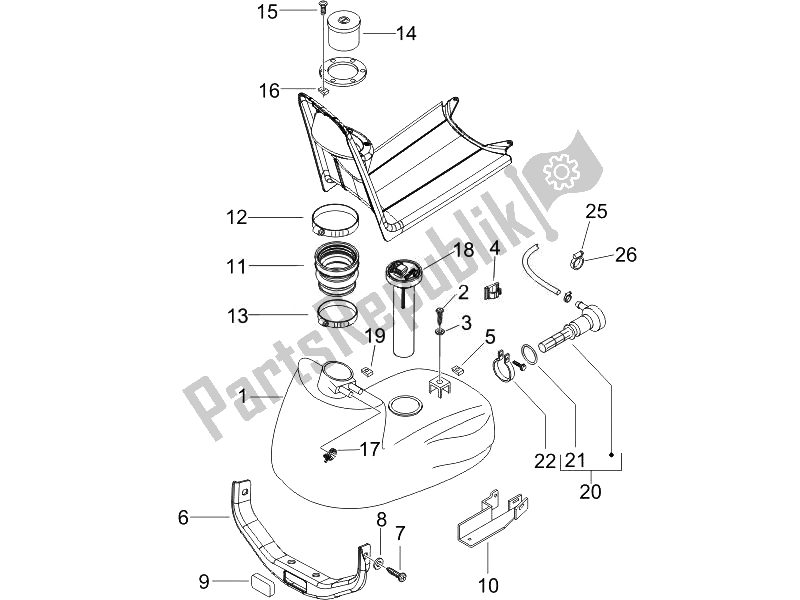 All parts for the Fuel Tank of the Piaggio NRG Power Pure JET 50 2007