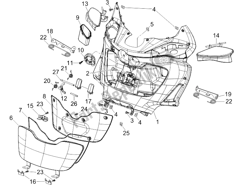 Toutes les pièces pour le Boîte à Gants Avant - Panneau De Protection Des Genoux du Piaggio X9 125 Evolution Potenziato UK 2006