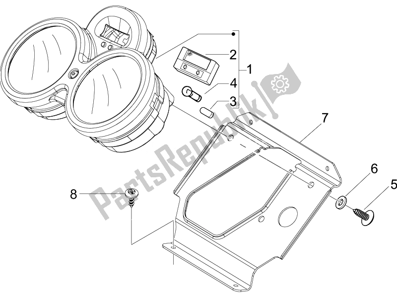 Alle onderdelen voor de Meter Combinatie-dashboard van de Piaggio Beverly 250 E3 2007