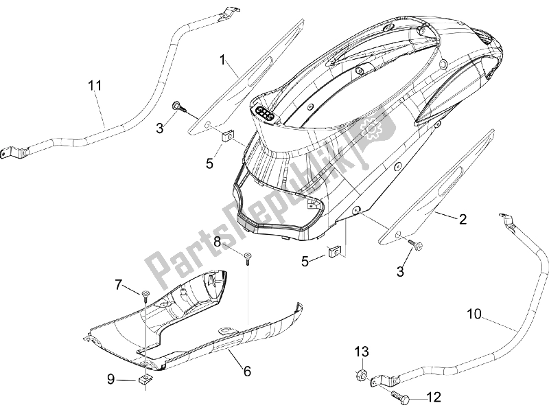 Toutes les pièces pour le Couvercle Latéral - Spoiler du Piaggio Liberty 200 4T 2006