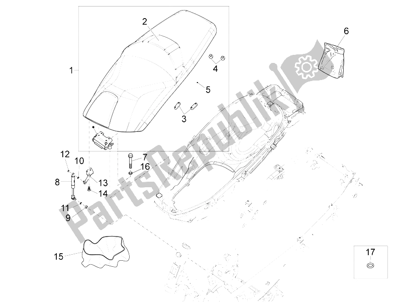 Toutes les pièces pour le Selle / Sièges du Piaggio X 10 350 4T 4V I E E3 2012