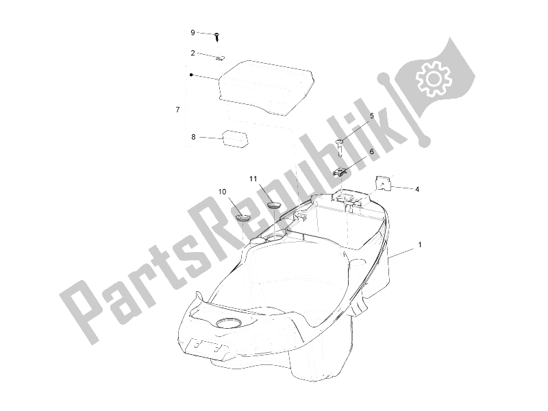 Toutes les pièces pour le Logement De Casque - Sous La Selle du Piaggio Liberty 125 4T 2V E3 2009