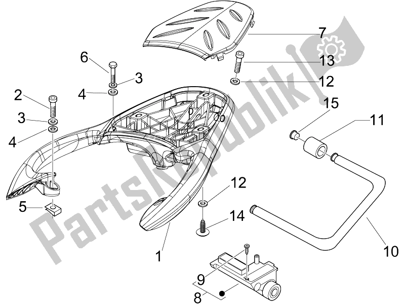 Toutes les pièces pour le Porte-bagages Arrière du Piaggio Beverly 250 2005