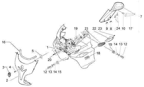 Toutes les pièces pour le Bouclier du Piaggio X9 200 Evolution 2004