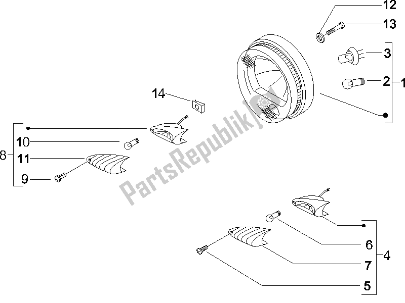 All parts for the Front Headlamps - Turn Signal Lamps of the Piaggio Beverly 500 2005