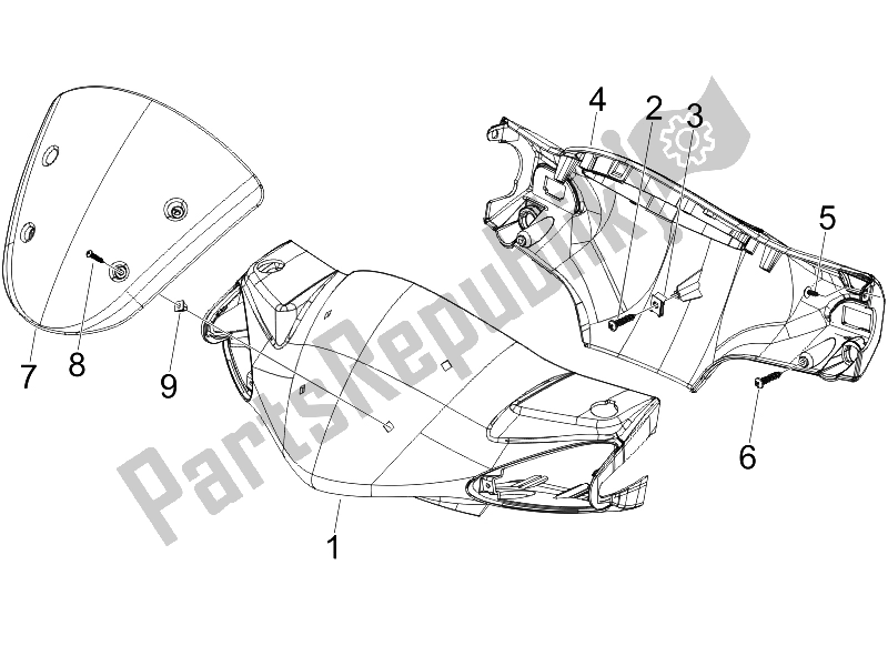 All parts for the Handlebars Coverages of the Piaggio Liberty 150 4T Sport E3 2008