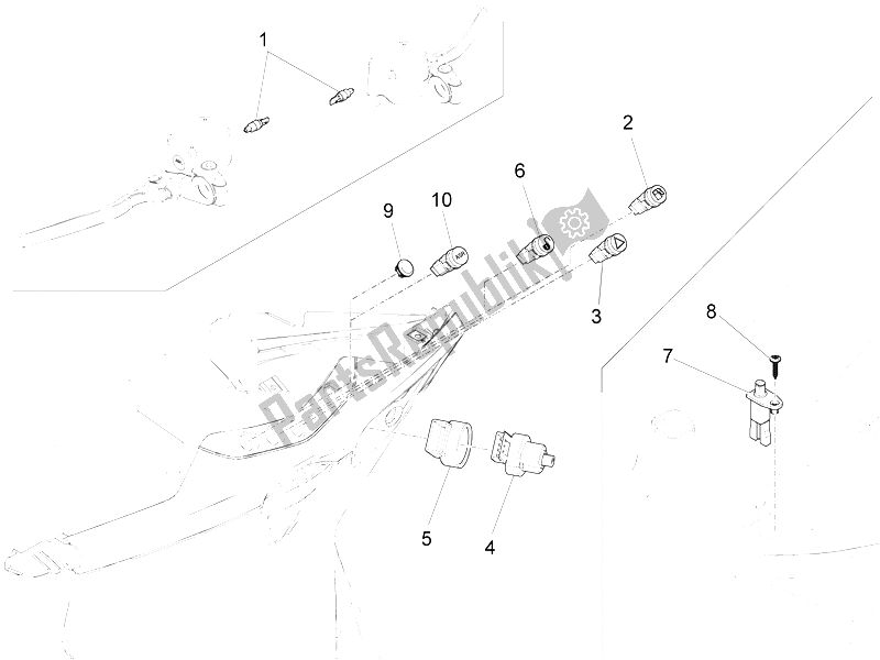 Toutes les pièces pour le Sélecteurs - Interrupteurs - Boutons du Piaggio X 10 125 4T 4V I E E3 2012
