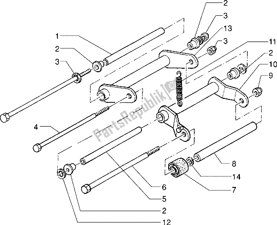 All parts for the Swinging Arm of the Piaggio Skipper 125 1995