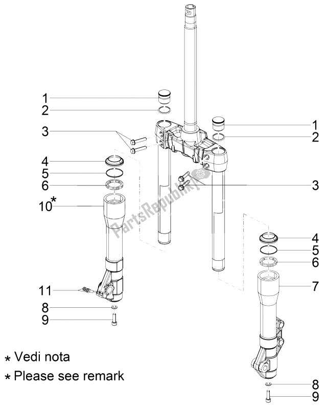 Toutes les pièces pour le Composants De La Fourche (kayaba) du Piaggio Beverly 300 RST S 4T 4V IE E3 2010