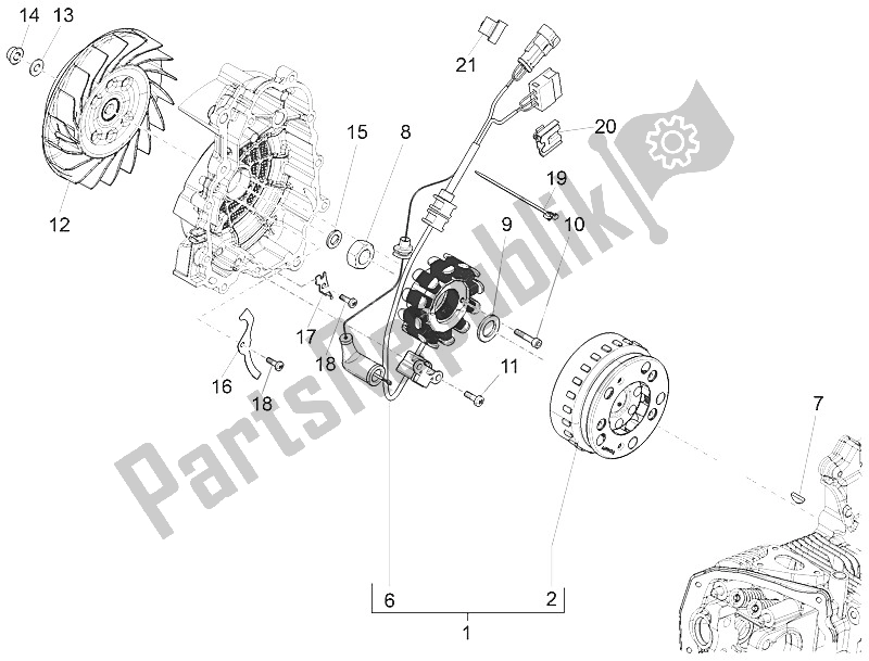 Tutte le parti per il Volano Magneto del Piaggio FLY 150 4T 3V IE USA 2016