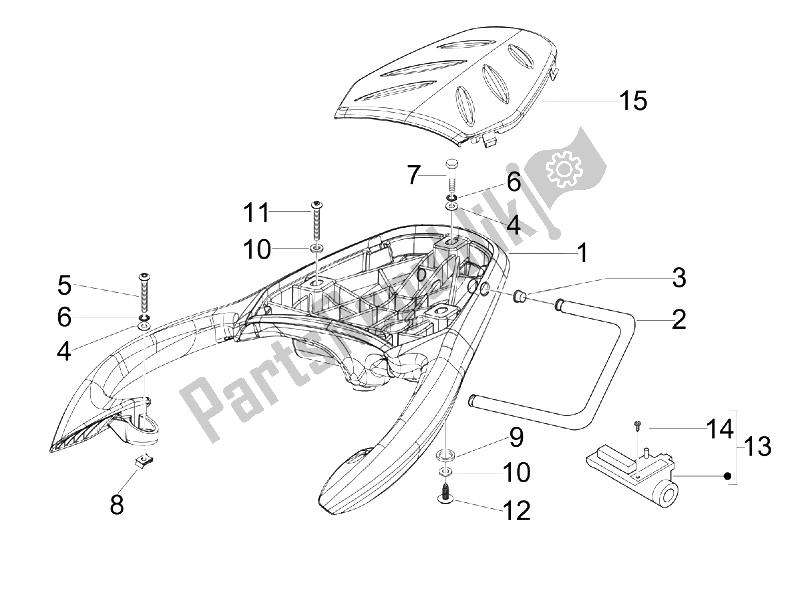 All parts for the Rear Luggage Rack of the Piaggio BV 500 Tourer USA 2008
