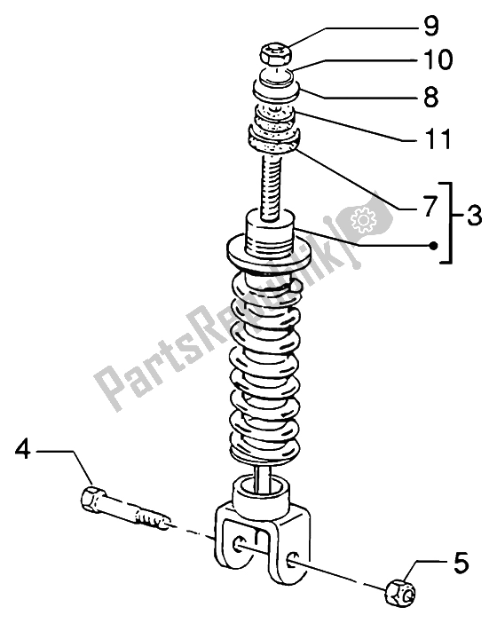 All parts for the Rear Damper of the Piaggio NRG MC3 DD 50 2002