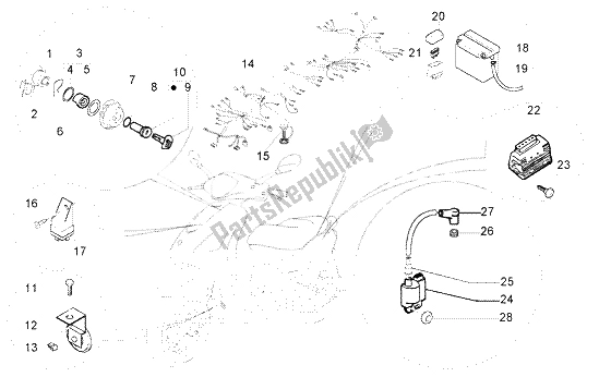 All parts for the Electrical Device (2) of the Piaggio FLY 50 4T 2004