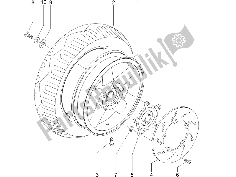 Tutte le parti per il Ruota Posteriore del Piaggio X9 125 Evolution Powered 2005