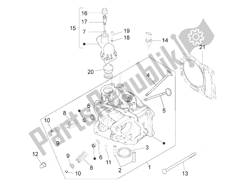 All parts for the Head Unit - Valve of the Piaggio MP3 300 IE Touring 2011