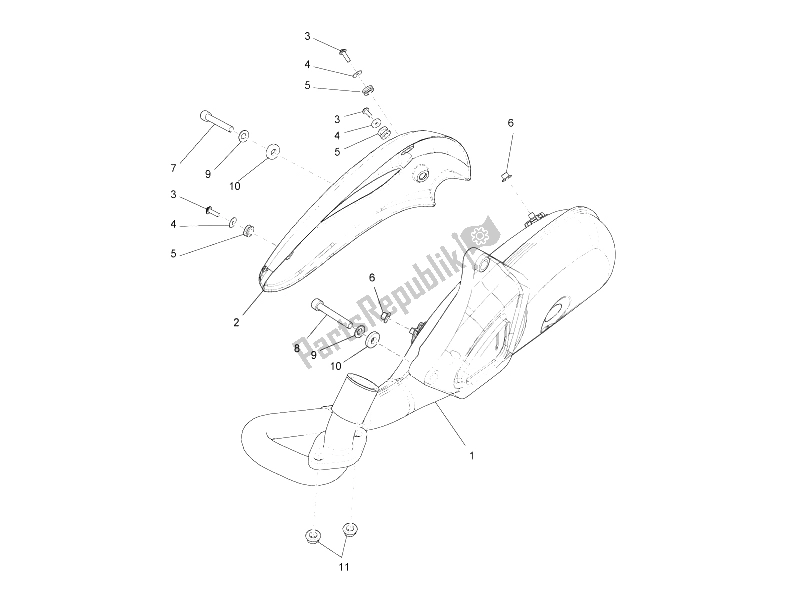 All parts for the Silencer of the Piaggio Liberty 125 4T 2V E3 2009