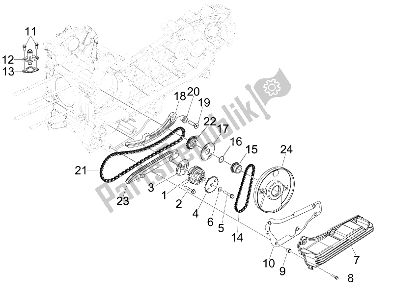 All parts for the Oil Pump of the Piaggio MP3 300 4T 4V IE ERL Ibrido 2010