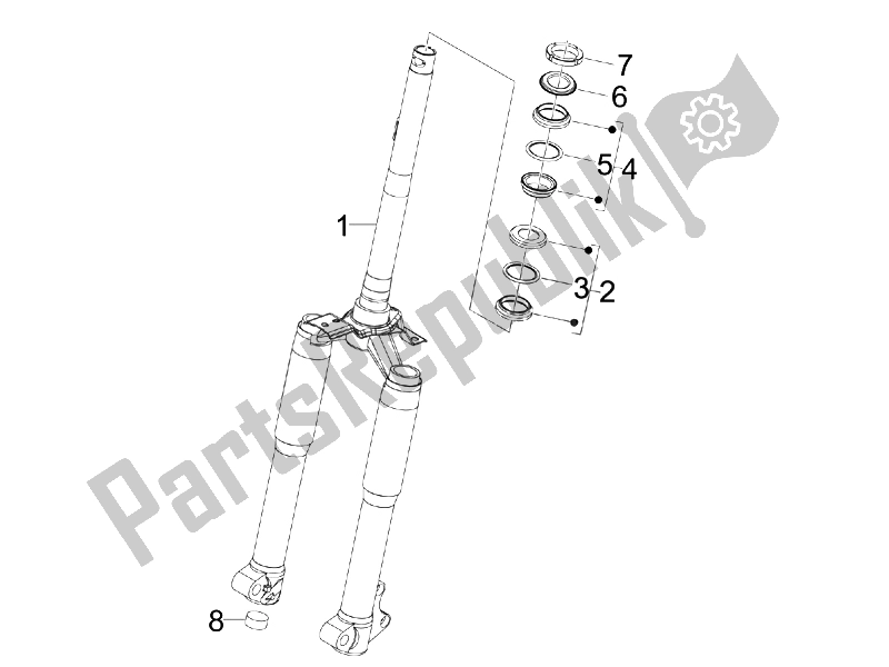 Toutes les pièces pour le Fourche / Tube De Direction - Palier De Direction du Piaggio Liberty 50 2T Sport 2007