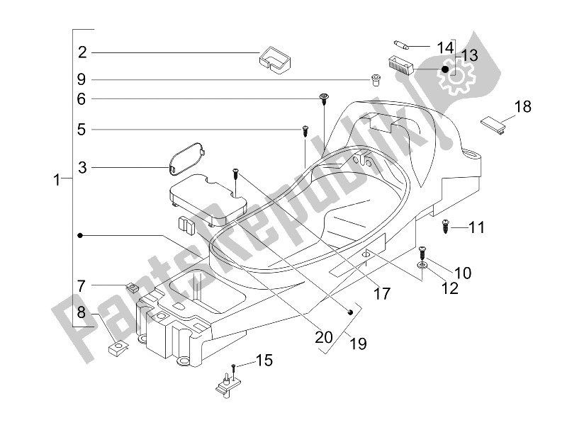 Toutes les pièces pour le Logement De Casque - Sous La Selle du Piaggio X8 400 IE Euro 3 UK 2006