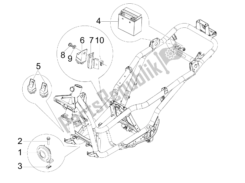 All parts for the Remote Control Switches - Battery - Horn of the Piaggio X7 300 IE Euro 3 2009